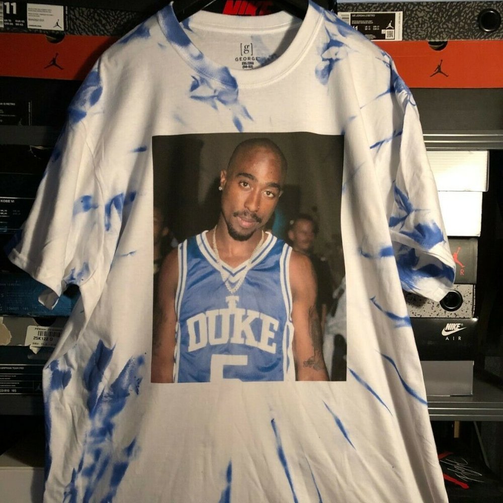 2Pac Wearing Duke Blue Devils Jersey Tie Dye Shirt